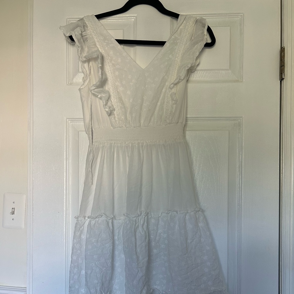Love Colette White Ruffle Midi Dress – Size M